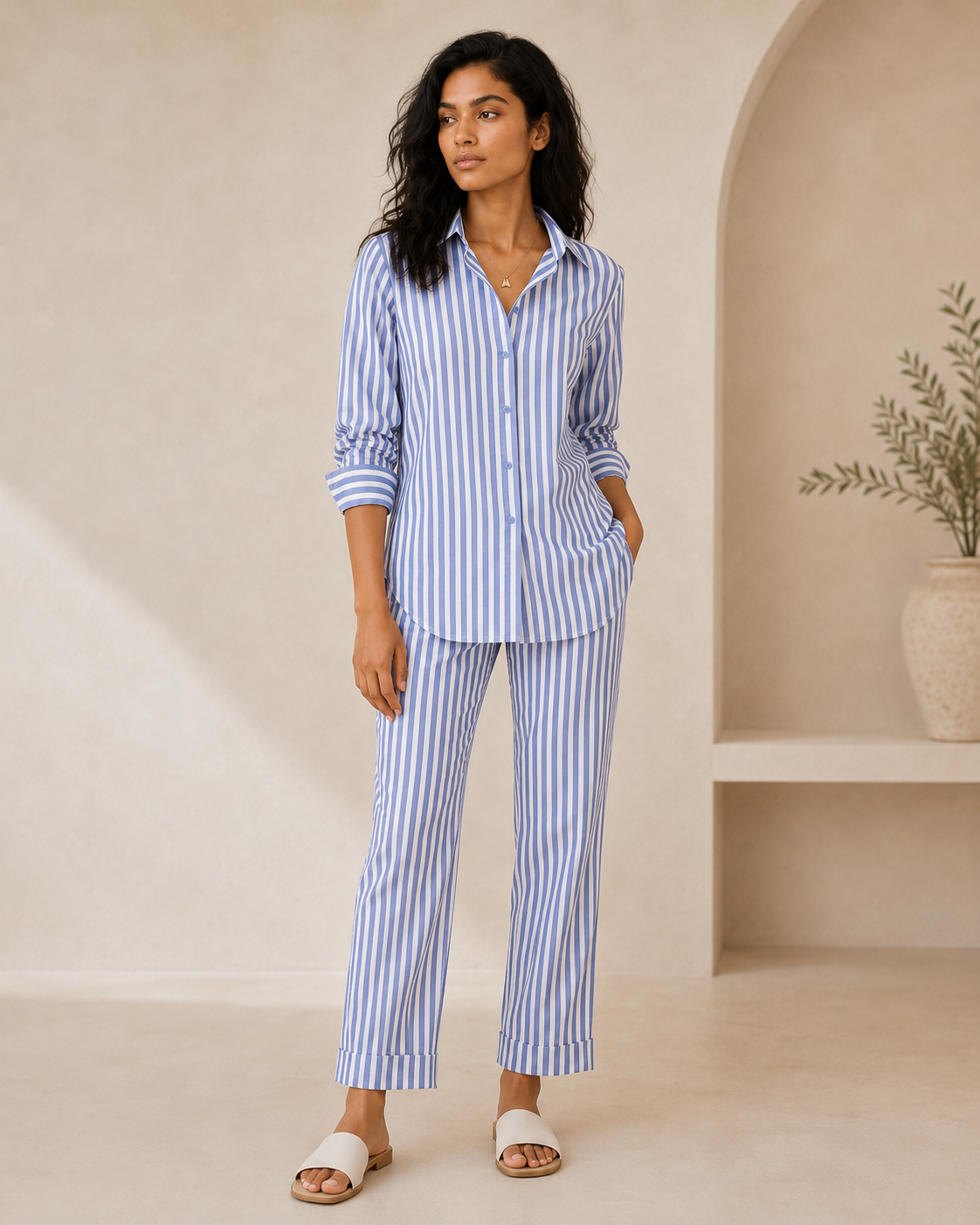 Blue Stripe Button Down Co-Ord Set - Image 5