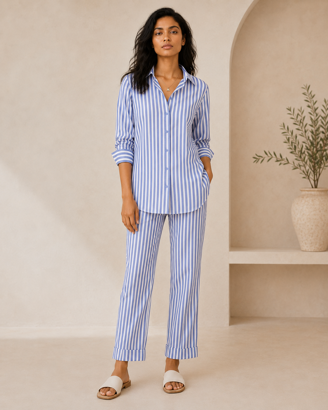 Blue Stripe Button Down Co-Ord Set - Image 6