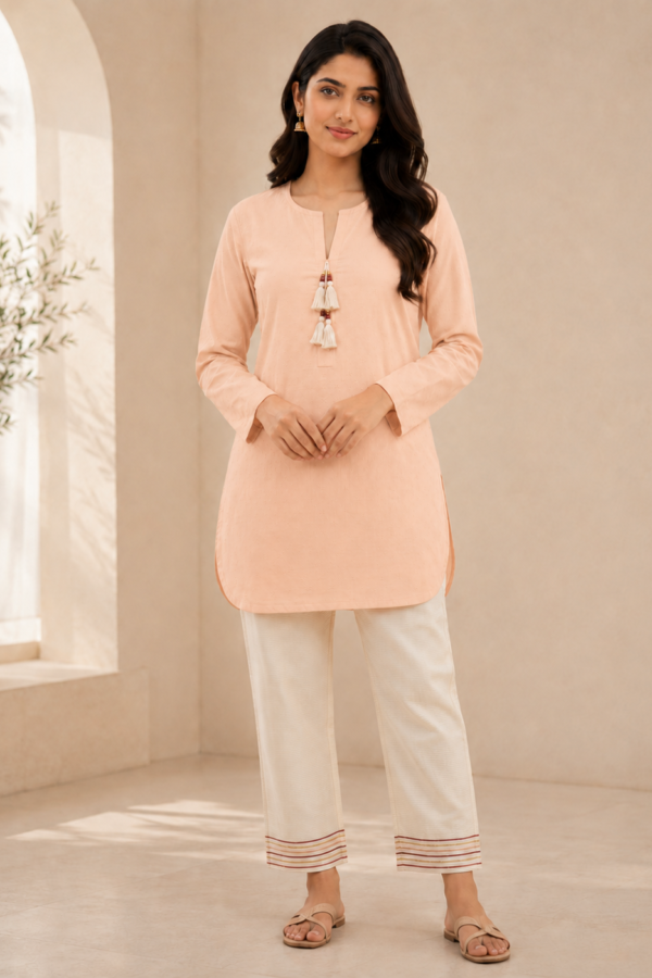 Peach Tassel Kurta Co-Ord Set