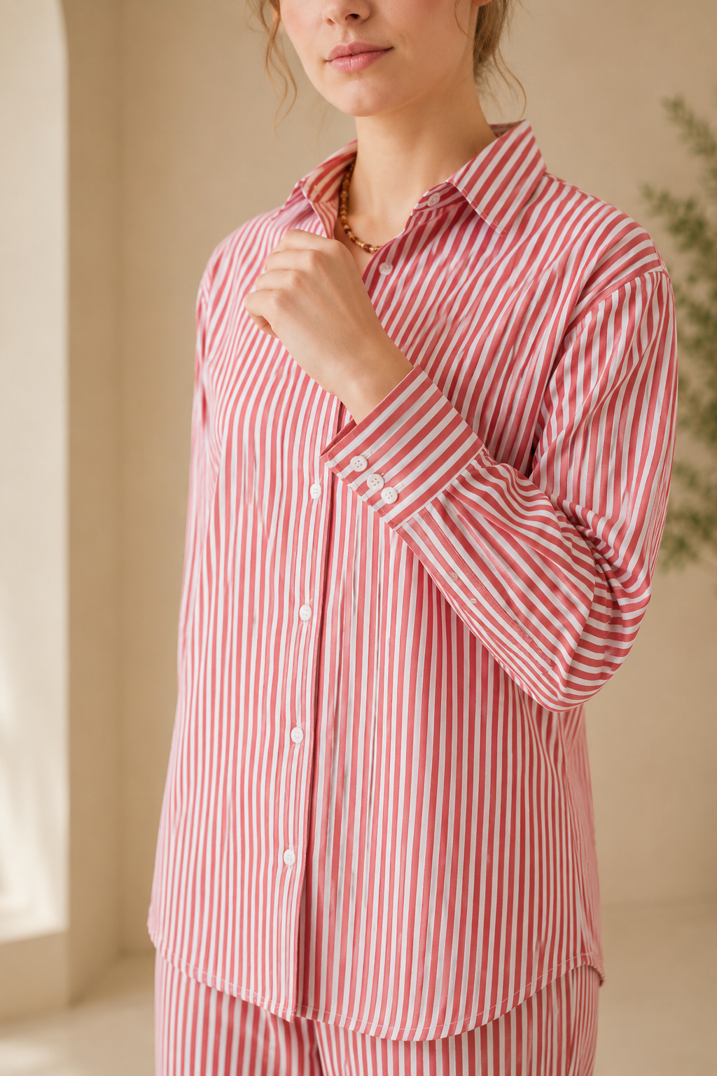 Red Stripe Button Down Co-Ord Set - Image 5