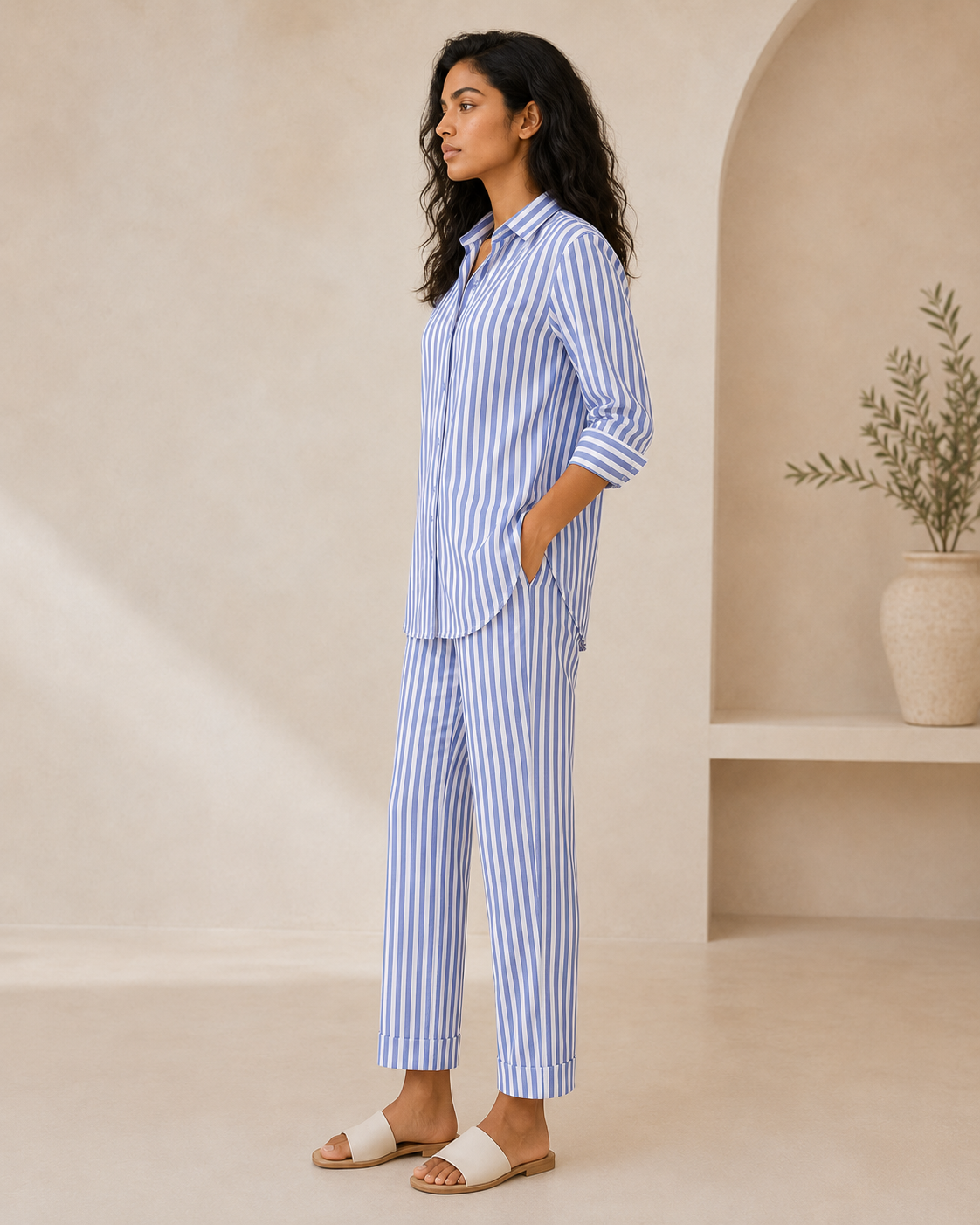 Blue Stripe Button Down Co-Ord Set - Image 4